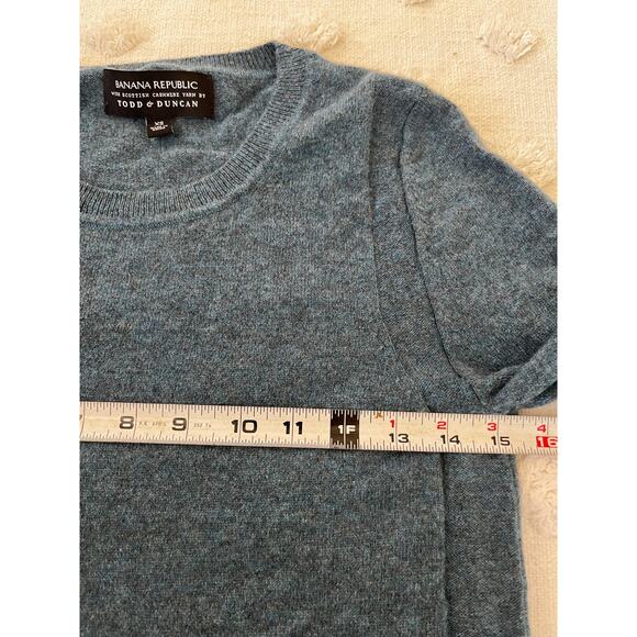 Banana Republic 100% Cashmere Crewneck Sweater Deep Sea Blue Quiet Luxury XS - Picture 5 of 7
